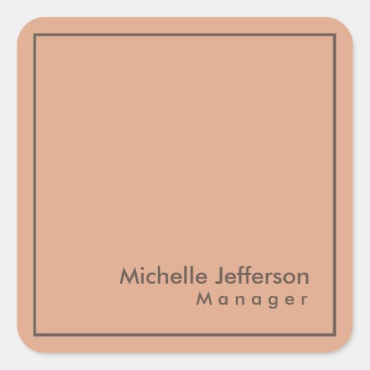 Stijlvolle professionele minimalist vierkante sticker (Voorkant)