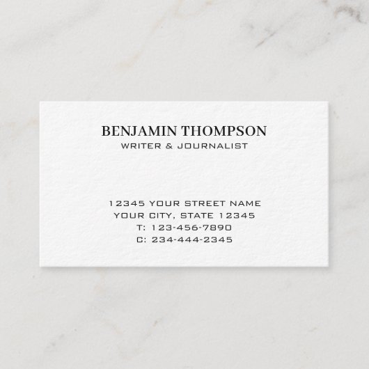 Stijlvolle professionele minimalistische typografi visitekaartje (Voorkant)