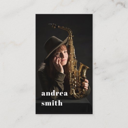 Stijlvolle professionele muzikant Foto Minimal Blu Visitekaartje (Voorkant)