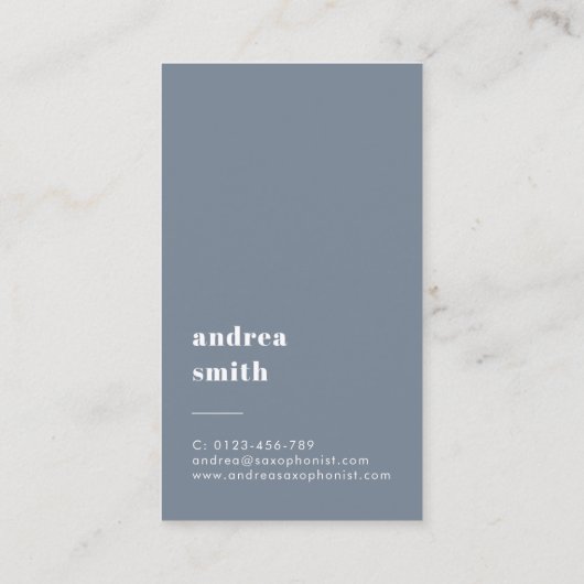 Stijlvolle professionele muzikant Foto Minimal Blu Visitekaartje (Achterkant)