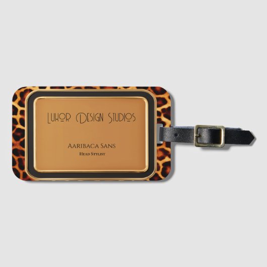 Stijlvolle professionele oer instinct luipaard pri bagagelabel (Voorkant (horizontaal))