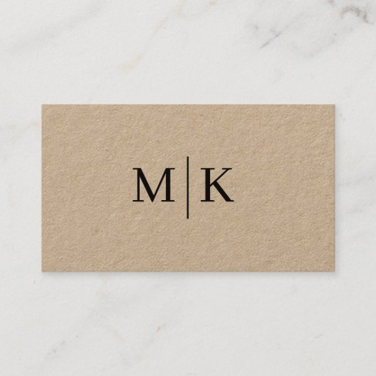 Stijlvolle professionele QR-code Monogram Kraft Visitekaartje (Voorkant)