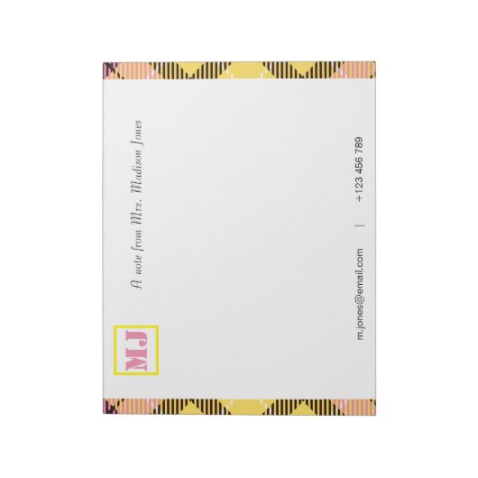 Stijlvolle professionele scriptnaam Monogram Tarta Notitieblok (Linkerzijde)