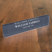 Stijlvolle professionele traditionele blauw-zwart  naambordje (Zijkant)