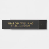 Stijlvolle professionele zwart en goud werknemer n deurbordje