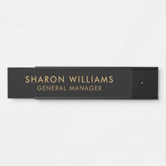 Stijlvolle professionele zwart en goud werknemer n deurbordje (Voorkant)