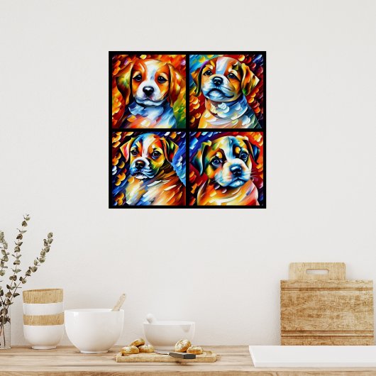 Stijlvolle Puppies Poster (Keuken)