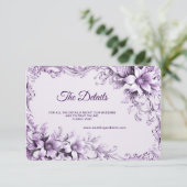 Stijlvolle Purple Flowers Detail Enclosure Kaart (Staand voorkant)