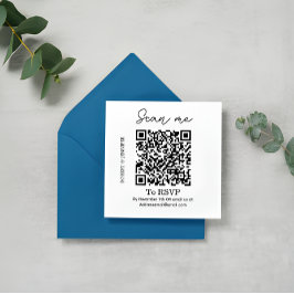 Stijlvolle QR Code Bruiloft RSVP Kaart, Online ant Informatiekaartje