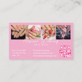 Stijlvolle QR Code Nails Tech 4 foto's Roze Chic Visitekaartje (Achterkant)