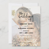 Stijlvolle QR-code overlay foto bruiloft uitnodigi Kaart (Voorkant)