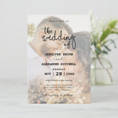 Stijlvolle QR-code overlay foto bruiloft uitnodigi Kaart (Staand voorkant)