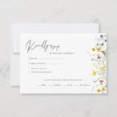 Stijlvolle QR Code Waterverf Wildflowers Wedding R RSVP Kaartje (Voorkant)