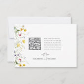 Stijlvolle QR Code Waterverf Wildflowers Wedding R RSVP Kaartje (Achterkant)