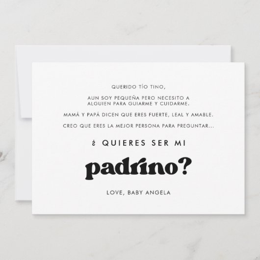 Stijlvolle Quieres ser mi padrino Godfather kaart (Voorkant)