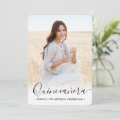 Stijlvolle Quinceañera Script 2 Foto 15e verjaarda Kaart (Staand voorkant)