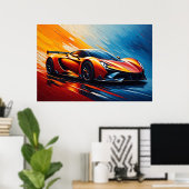 Stijlvolle raceauto snelheid en stijl poster (Thuiskantoor)