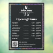 Stijlvolle Rainbow Glitter Hair Salon openingstijd Raamsticker (Vel 3)