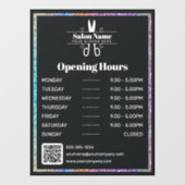 Stijlvolle Rainbow Glitter Hair Salon openingstijd Raamsticker (Vel)