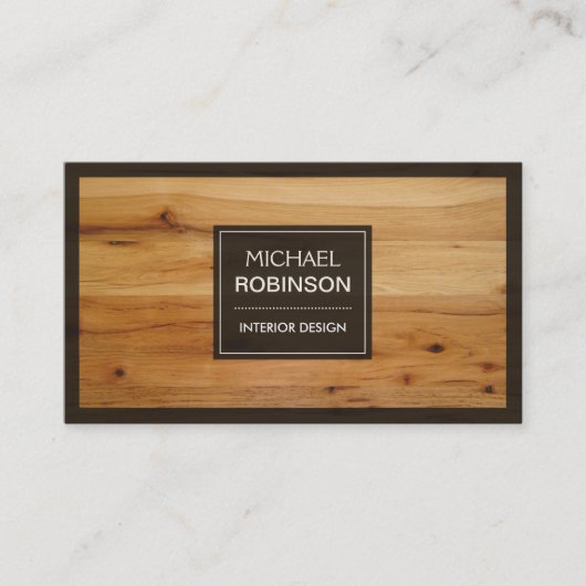 Stijlvolle rand houten korreltextuur visitekaartje (Voorkant)