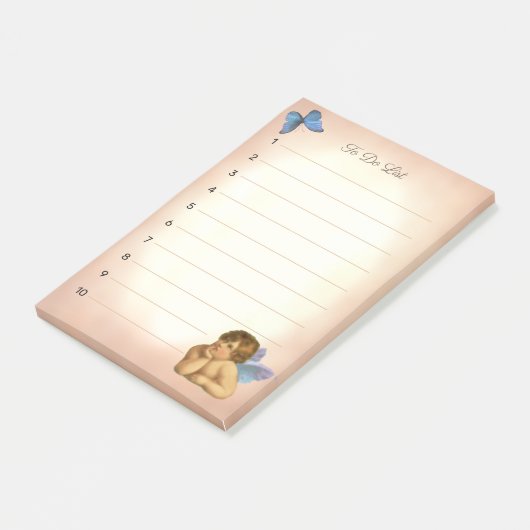 Stijlvolle Raphael Cherub & Blue Butterfly Post-it® Notes (Schuin)