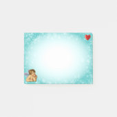 Stijlvolle Raphael Cherub & Heart op Light Blue Post-it® Notes (Voorkant)