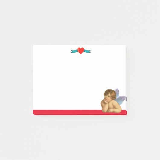 Stijlvolle Raphael Cherub & Heart op wit Post-it® Notes (Voorkant)