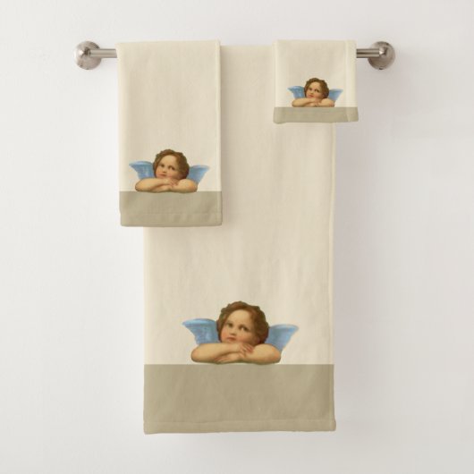 Stijlvolle Raphael Cherub op beige keukenset Bad Handdoek (Insitu)
