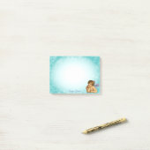 Stijlvolle Raphael Cherub op lichtblauwe gradiënt Post-it® Notes (Op bureau)