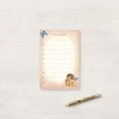 Stijlvolle Raphael Cherubijn & Blauwe Vlinder Post-it® Notes (Op bureau)