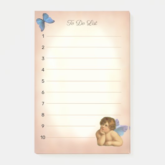 Stijlvolle Raphael Cherubijn & Blauwe Vlinder Post-it® Notes (Voorkant)
