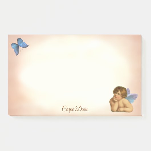 Stijlvolle Raphael Cherubijn & Blauwe Vlinder Post-it® Notes (Voorkant)