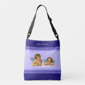 Stijlvolle Raphael Cherubs en sterren op blauwe sc Crossbody Tas (Achterkant)