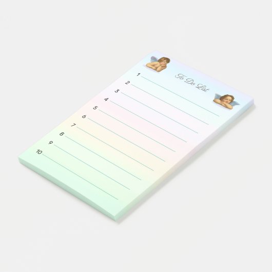 Stijlvolle Raphael Cherubs op pastaelschelpen Post-it® Notes (Schuin)