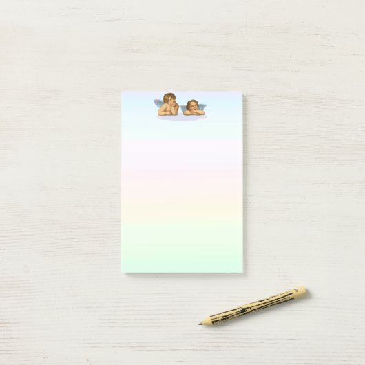 Stijlvolle Raphael Cherubs op pastaelschelpen Post-it® Notes (Op bureau)