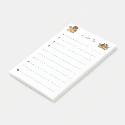 Stijlvolle Raphael Cherubs op wit Post-it® Notes (Schuin)