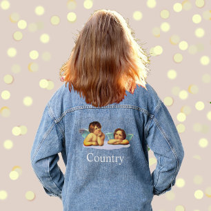 Stijlvolle Raphael Cherubs & Typografie Denim Jack Denim Jacket