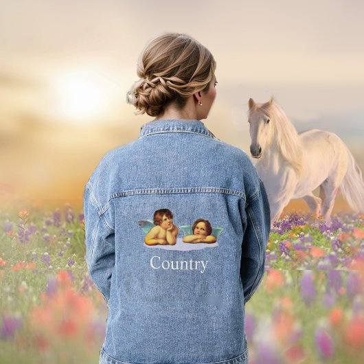 Stijlvolle Raphael Cherubs & Typografie Denim Jack Jacket