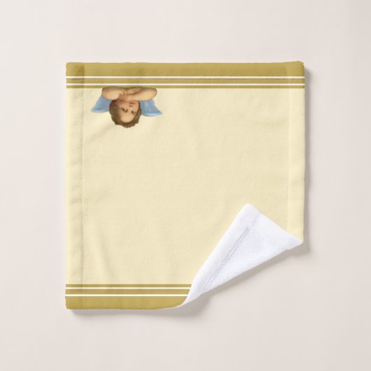 Stijlvolle Raphael-kerub op ivoor en gouden strepe Bad Handdoek (Wasdoekje)