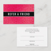 Stijlvolle Raspberry glitter Salon Referral-klant Visitekaartje (Voorkant / Achterkant)