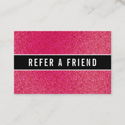 Stijlvolle Raspberry glitter Salon Referral-klant Visitekaartje (Voorkant)
