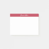 Stijlvolle Raspberry Rood & Wit Script Monogram Post-it® Notes (Voorkant)