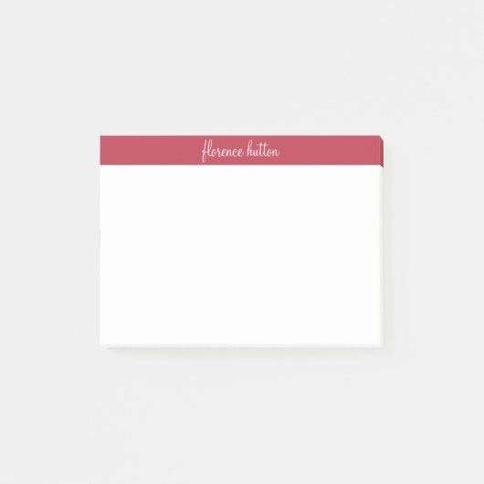 Stijlvolle Raspberry Rood & Wit Script Monogram Post-it® Notes (Voorkant)