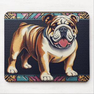Stijlvolle Realistic Bulldog met een kleurrijk Lij Muismat