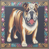 Stijlvolle Realistic Bulldog met een kleurrijk Lij Sticker (Voorkant)