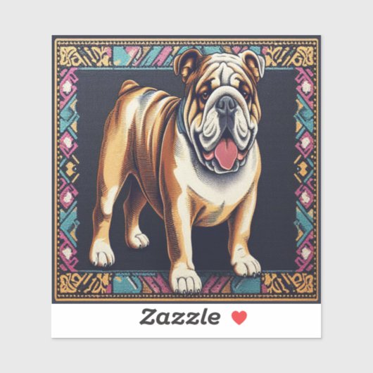 Stijlvolle Realistic Bulldog met een kleurrijk Lij Sticker (Vel)