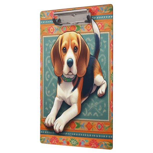 Stijlvolle realistische 3D Beagle hond kleurrijke  Klembord (Links)