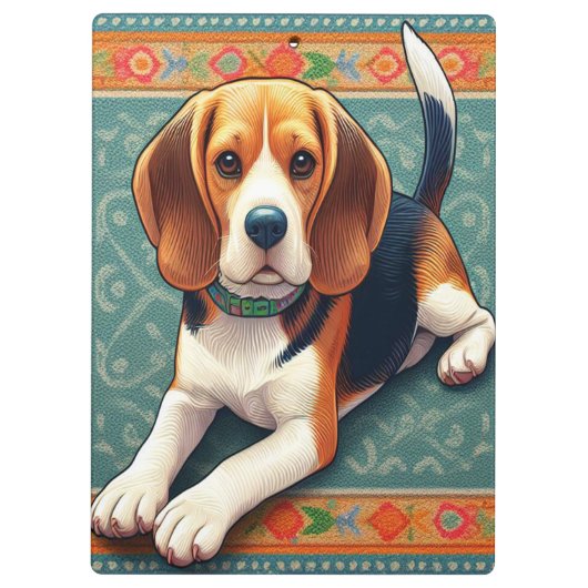 Stijlvolle realistische 3D Beagle hond kleurrijke  Klembord (Achterkant)