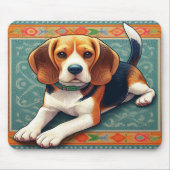 Stijlvolle realistische 3D Beagle hond kleurrijke Muismat (Voorkant)