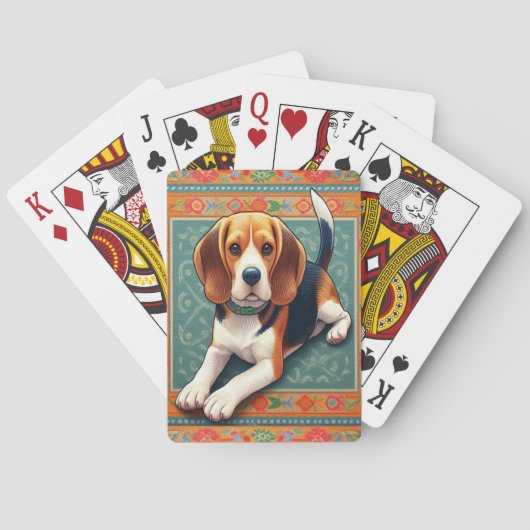 Stijlvolle realistische 3D Beagle hond kleurrijke  Pokerkaarten (Achterkant)